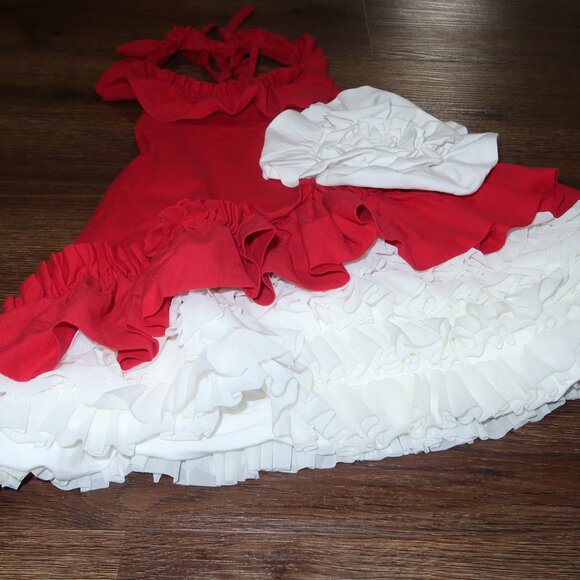 Pixie Girl by Chasing Fireflies Boutique Red White Ruffled Knit Maxi Dress sz 2T - Picture 5 of 6